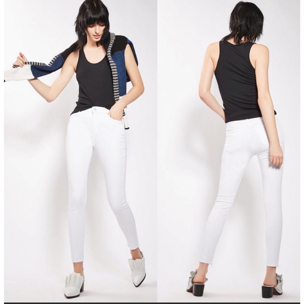 Topshop Jamie High Rise Ankle Grazer Jean 28 White